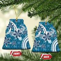 Hawaii Pupuala Plumeria Blue Ceramic Ornament Polynesian Pattern LT01 Bell Flake Blue - Polynesian Pride