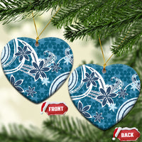 Hawaii Pupuala Plumeria Blue Ceramic Ornament Polynesian Pattern LT01 Heart Blue - Polynesian Pride