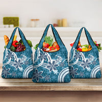 Hawaii Pupuala Plumeria Blue Grocery Bag Polynesian Pattern LT01 3-pack One Size Blue - Polynesian Pride