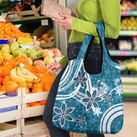 Hawaii Pupuala Plumeria Blue Grocery Bag Polynesian Pattern LT01 - Polynesian Pride
