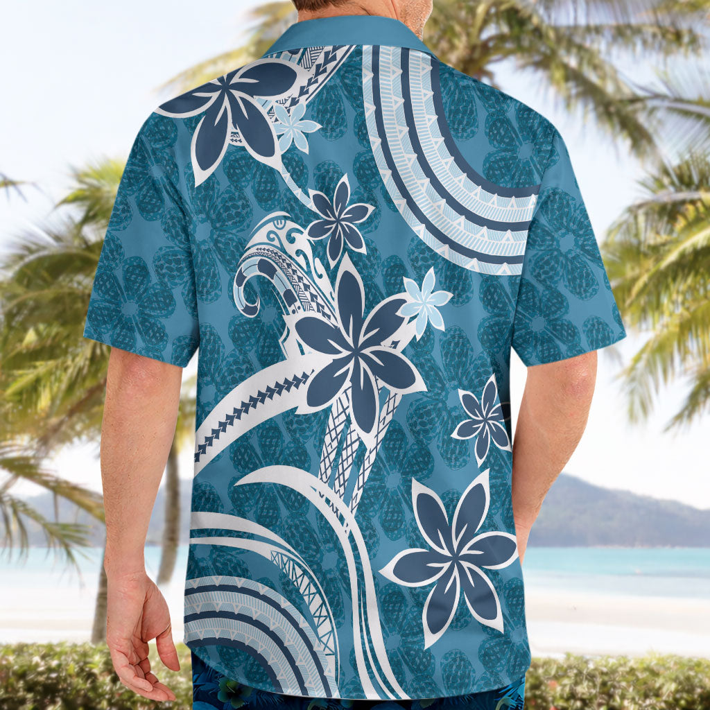 Hawaii Pupuala Plumeria Blue Hawaiian Shirt Polynesian Pattern LT01 - Polynesian Pride