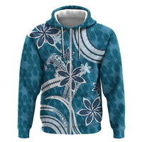 Hawaii Pupuala Plumeria Blue Hoodie Polynesian Pattern LT01 Zip Hoodie Blue - Polynesian Pride