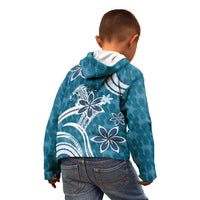 Hawaii Pupuala Plumeria Blue Kid Hoodie Polynesian Pattern LT01 - Polynesian Pride