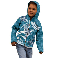 Hawaii Pupuala Plumeria Blue Kid Hoodie Polynesian Pattern LT01 - Polynesian Pride