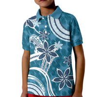 Hawaii Pupuala Plumeria Blue Kid Polo Shirt Polynesian Pattern LT01 Kid Blue - Polynesian Pride
