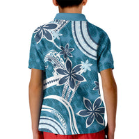 Hawaii Pupuala Plumeria Blue Kid Polo Shirt Polynesian Pattern LT01 - Polynesian Pride