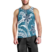 Hawaii Pupuala Plumeria Blue Men Tank Top Polynesian Pattern LT01 - Polynesian Pride
