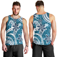 Hawaii Pupuala Plumeria Blue Men Tank Top Polynesian Pattern LT01 - Polynesian Pride