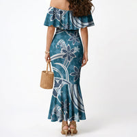 Hawaii Pupuala Plumeria Blue Mermaid Dress Polynesian Pattern LT01 - Polynesian Pride