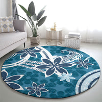 Hawaii Pupuala Plumeria Blue Round Carpet Polynesian Pattern LT01 - Polynesian Pride