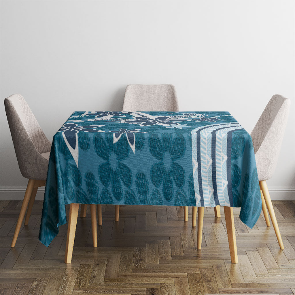 Hawaii Pupuala Plumeria Blue Tablecloth Polynesian Pattern LT01 - Polynesian Pride