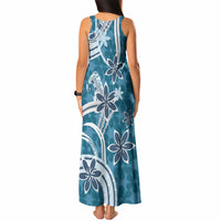 Hawaii Pupuala Plumeria Blue Tank Maxi Dress Polynesian Pattern LT01 - Polynesian Pride
