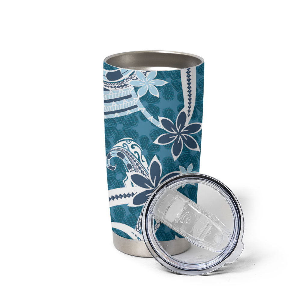 Hawaii Pupuala Plumeria Blue Tumbler Cup Polynesian Pattern LT01 - Polynesian Pride