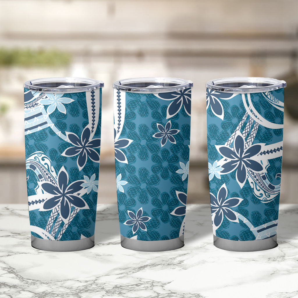 Hawaii Pupuala Plumeria Blue Tumbler Cup Polynesian Pattern LT01 - Polynesian Pride