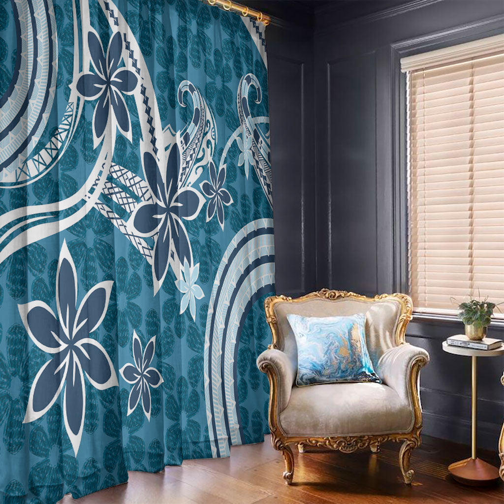 Hawaii Pupuala Plumeria Blue Window Curtain Polynesian Pattern LT01 - Polynesian Pride