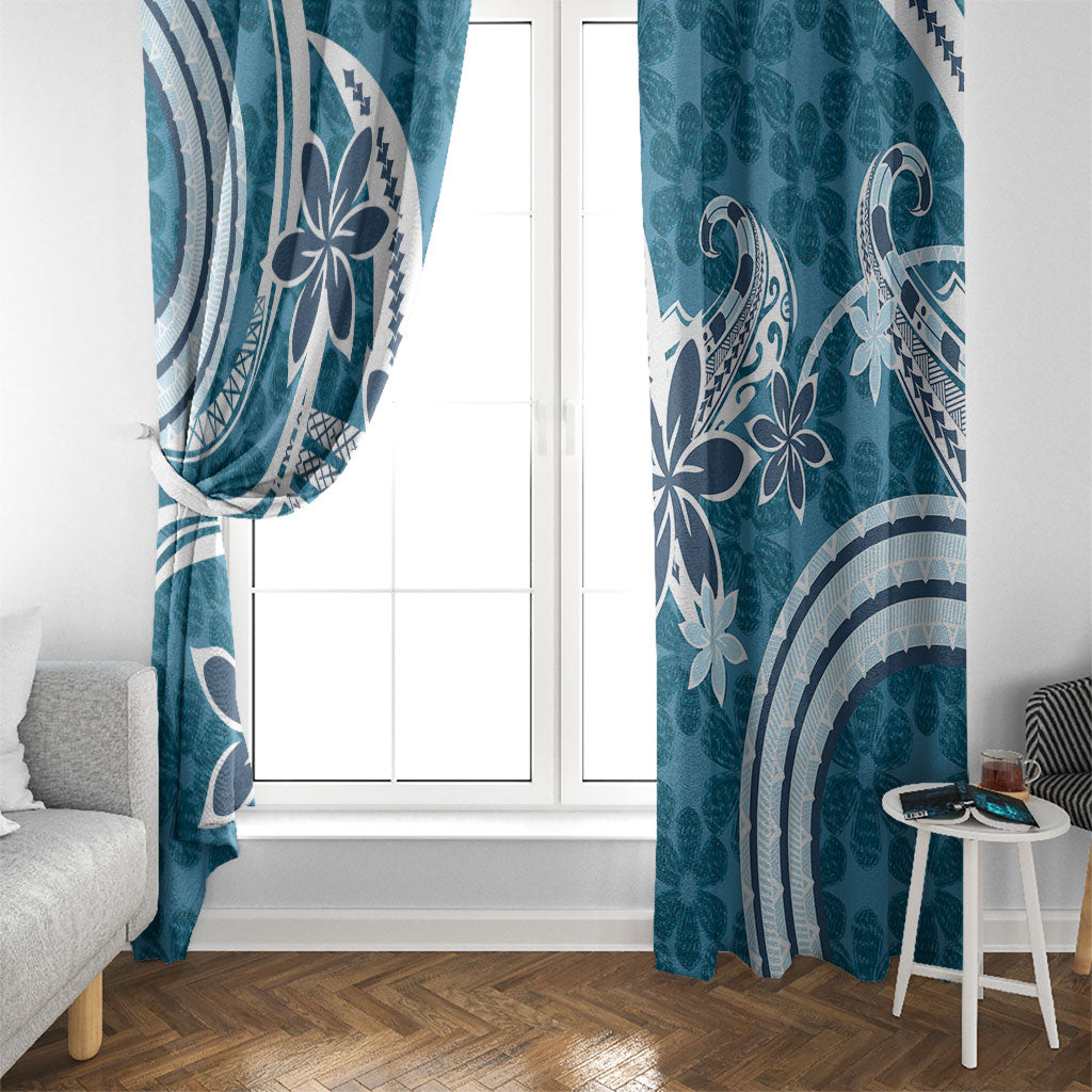 Hawaii Pupuala Plumeria Blue Window Curtain Polynesian Pattern LT01 - Polynesian Pride