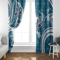 Hawaii Pupuala Plumeria Blue Window Curtain Polynesian Pattern LT01 - Polynesian Pride