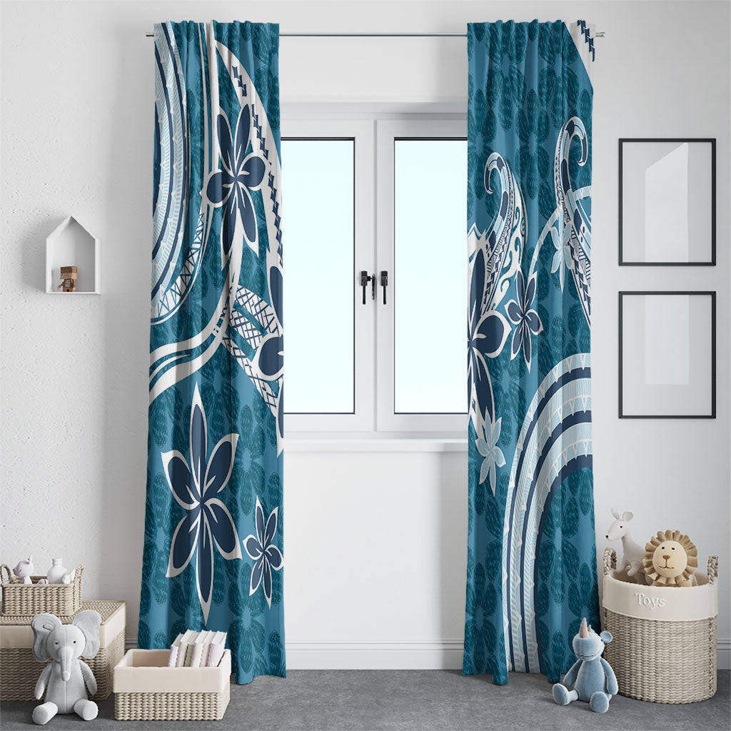 Hawaii Pupuala Plumeria Blue Window Curtain Polynesian Pattern LT01 - Polynesian Pride