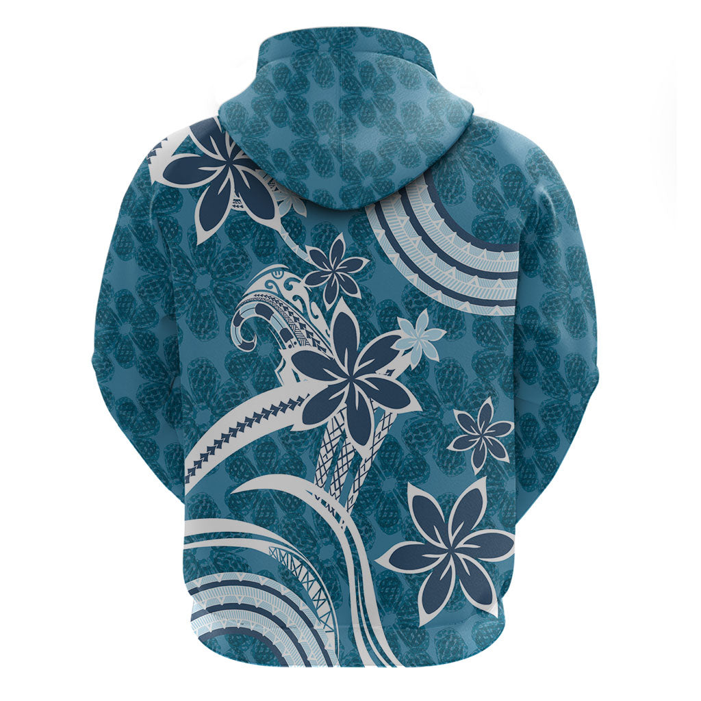 Hawaii Pupuala Plumeria Blue Zip Hoodie Polynesian Pattern LT01 - Polynesian Pride