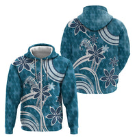 Hawaii Pupuala Plumeria Blue Zip Hoodie Polynesian Pattern LT01 - Polynesian Pride