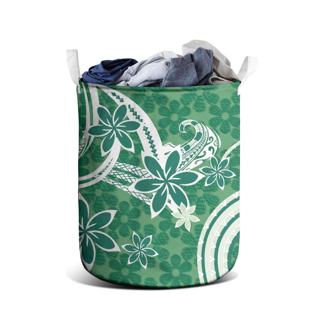 Hawaii Pupuala Plumeria Green Laundry Basket Polynesian Pattern LT01 - Polynesian Pride