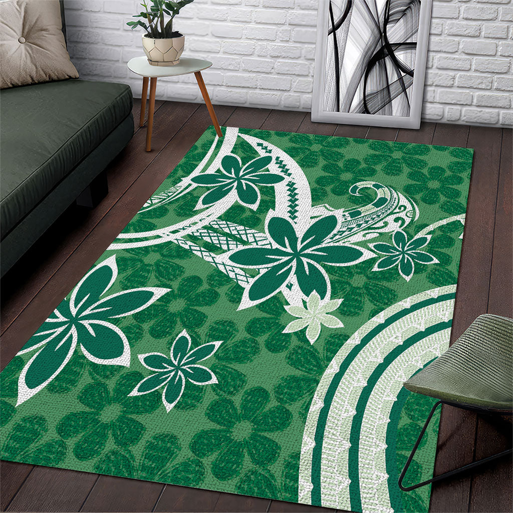 Hawaii Pupuala Plumeria Green Area Rug Polynesian Pattern LT01 Green - Polynesian Pride