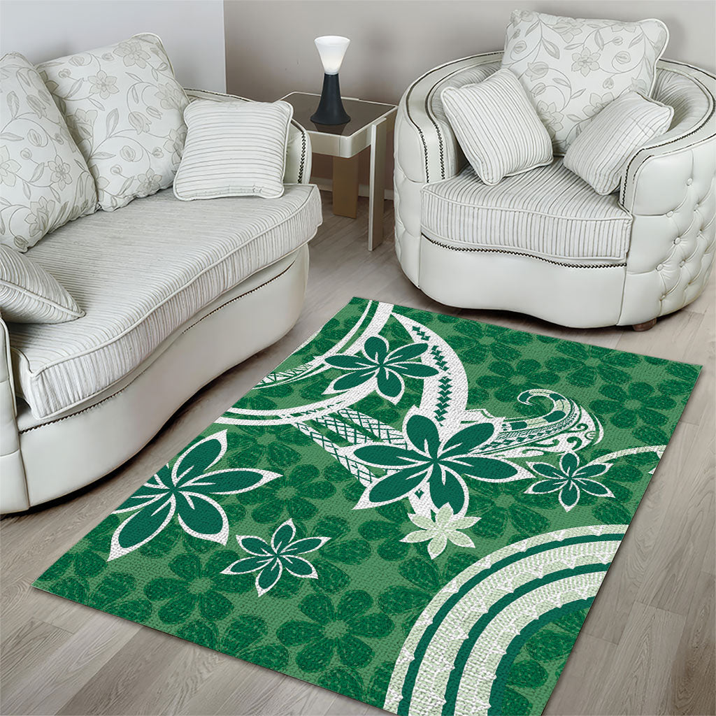 Hawaii Pupuala Plumeria Green Area Rug Polynesian Pattern LT01 - Polynesian Pride