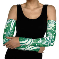 Hawaii Pupuala Plumeria Green Arm Sleeves Polynesian Pattern LT01 - Polynesian Pride