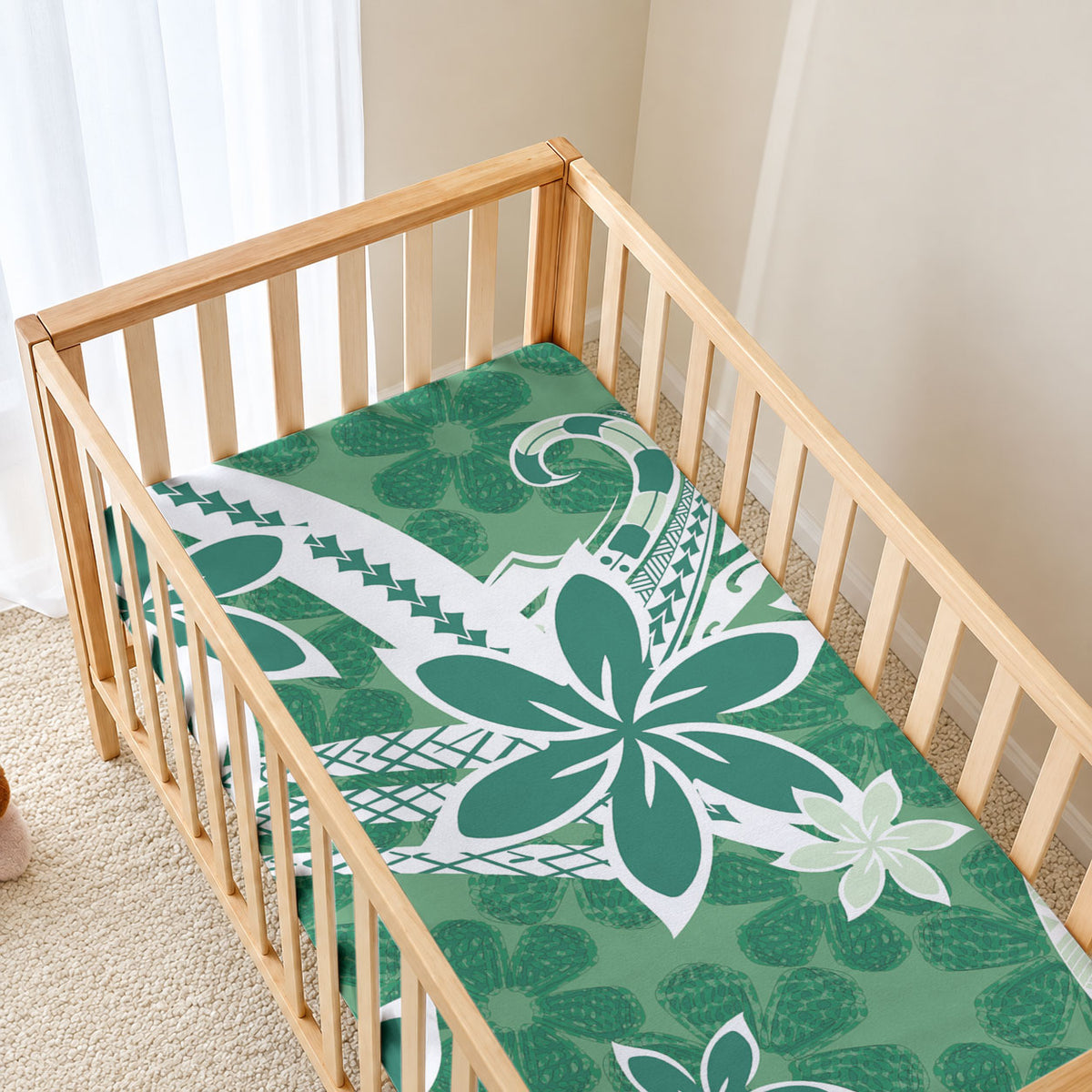 Hawaii Pupuala Plumeria Green Baby Bed Cover Polynesian Pattern LT01 - Polynesian Pride