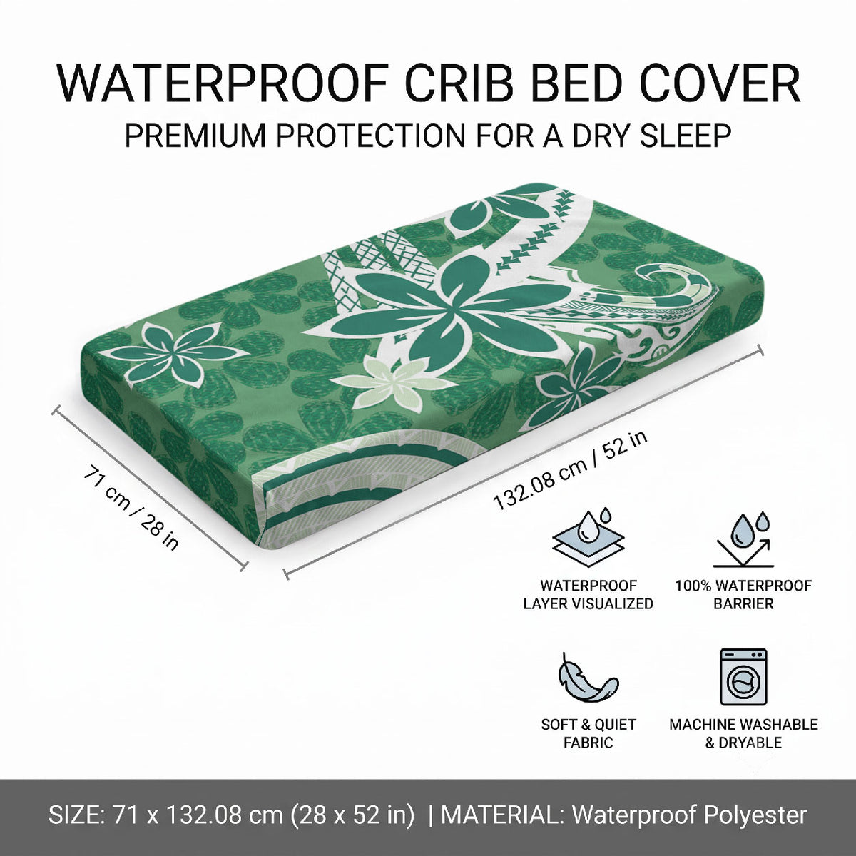 Hawaii Pupuala Plumeria Green Baby Bed Cover Polynesian Pattern LT01 - Polynesian Pride