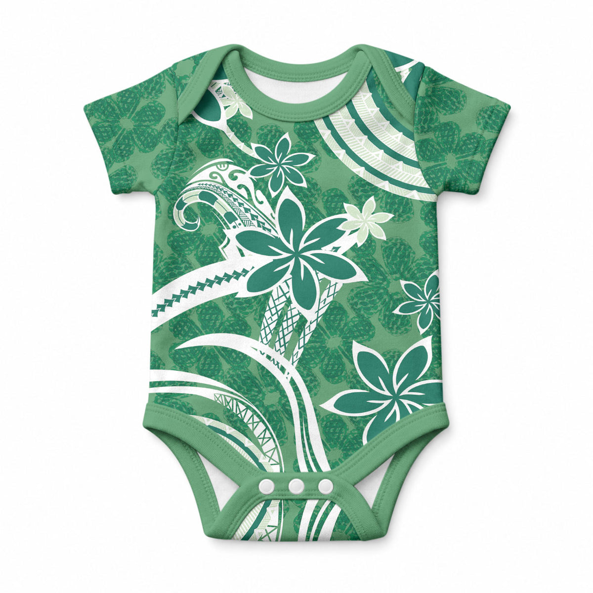 Hawaii Pupuala Plumeria Green Baby Onesie Polynesian Pattern LT01 Green - Polynesian Pride