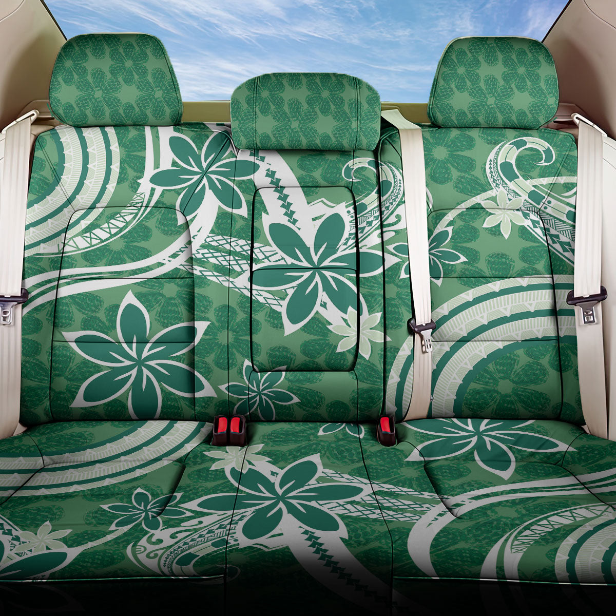 Hawaii Pupuala Plumeria Green Back Car Seat Cover Polynesian Pattern LT01 One Size Green - Polynesian Pride