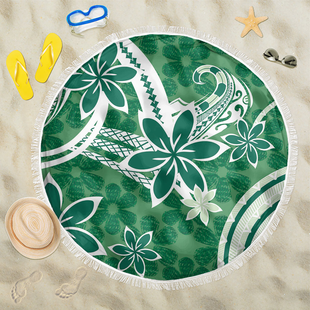 Hawaii Pupuala Plumeria Green Beach Blanket Polynesian Pattern LT01 One Size 150cm Green - Polynesian Pride
