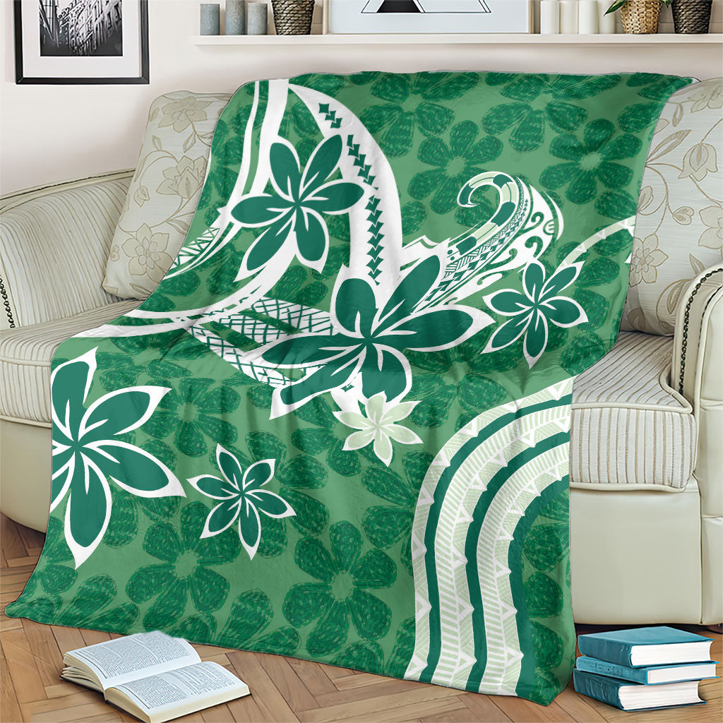 Hawaii Pupuala Plumeria Green Blanket Polynesian Pattern LT01 - Polynesian Pride