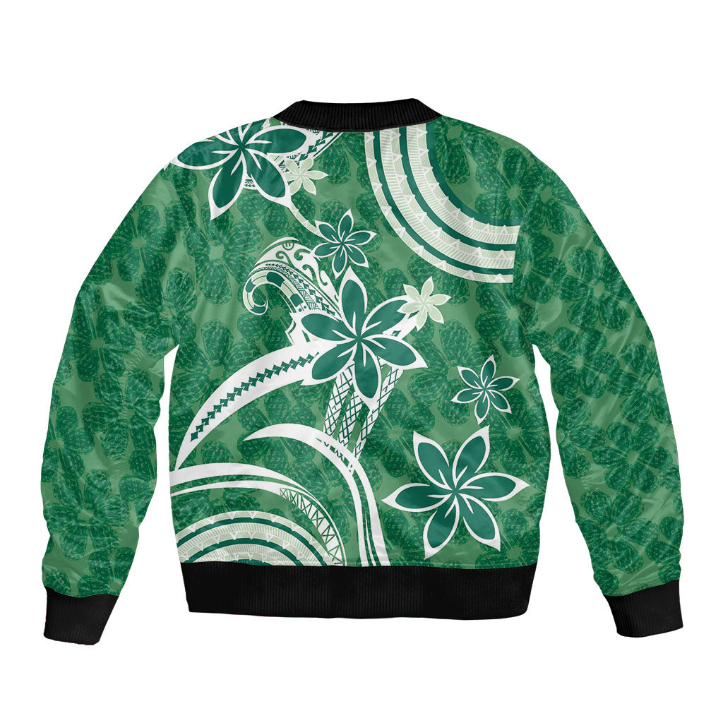 Hawaii Pupuala Plumeria Green Bomber Jacket Polynesian Pattern LT01 - Polynesian Pride