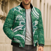 Hawaii Pupuala Plumeria Green Bomber Puffer Jacket Polynesian Pattern LT01 - Polynesian Pride