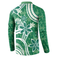 Hawaii Pupuala Plumeria Green Button Sweatshirt Polynesian Pattern LT01 - Polynesian Pride