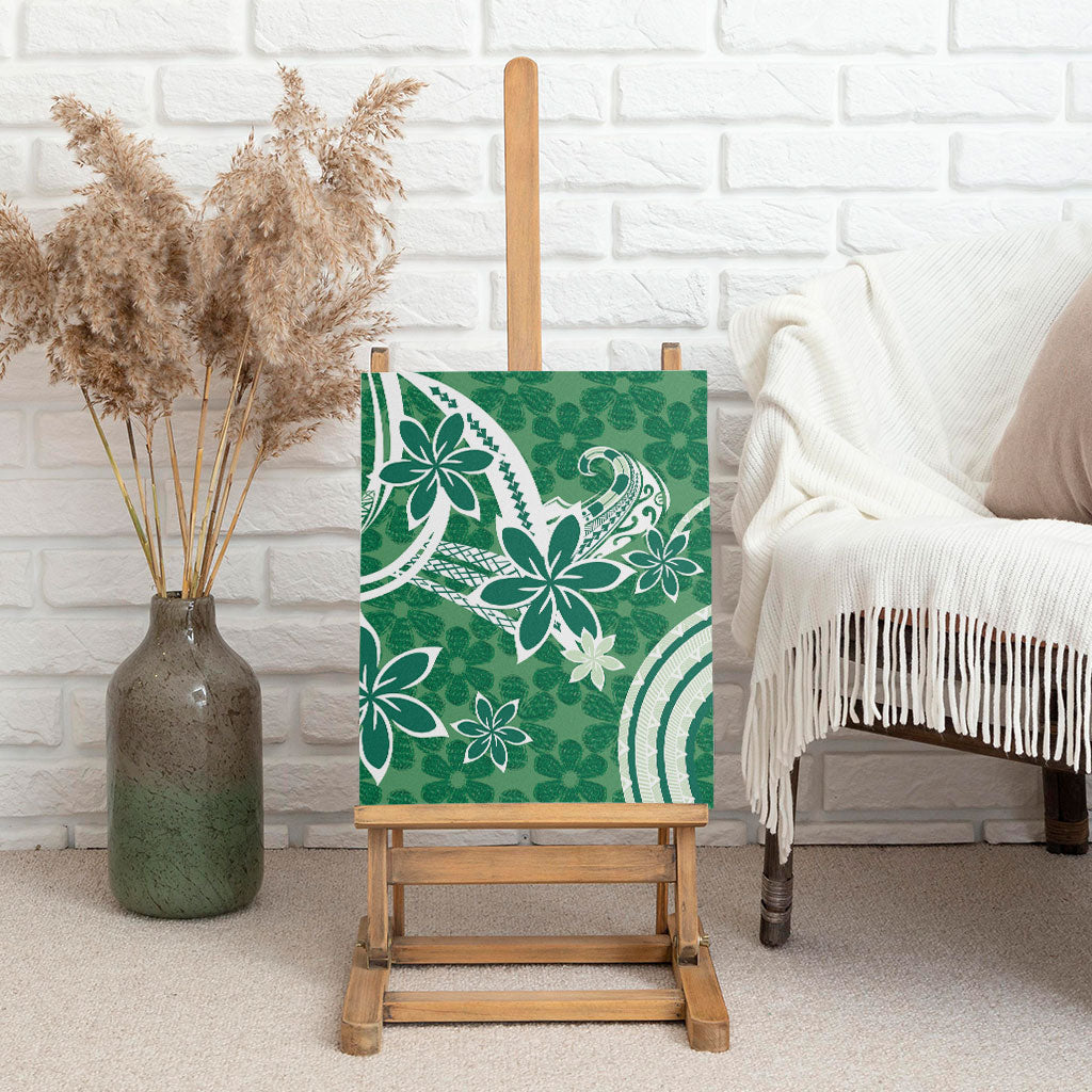 Hawaii Pupuala Plumeria Green Canvas Wall Art Polynesian Pattern LT01 - Polynesian Pride