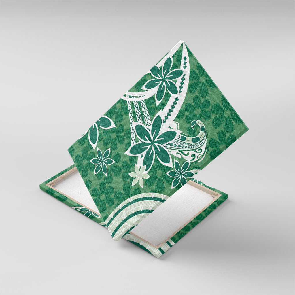 Hawaii Pupuala Plumeria Green Canvas Wall Art Polynesian Pattern LT01 With Frame Green - Polynesian Pride