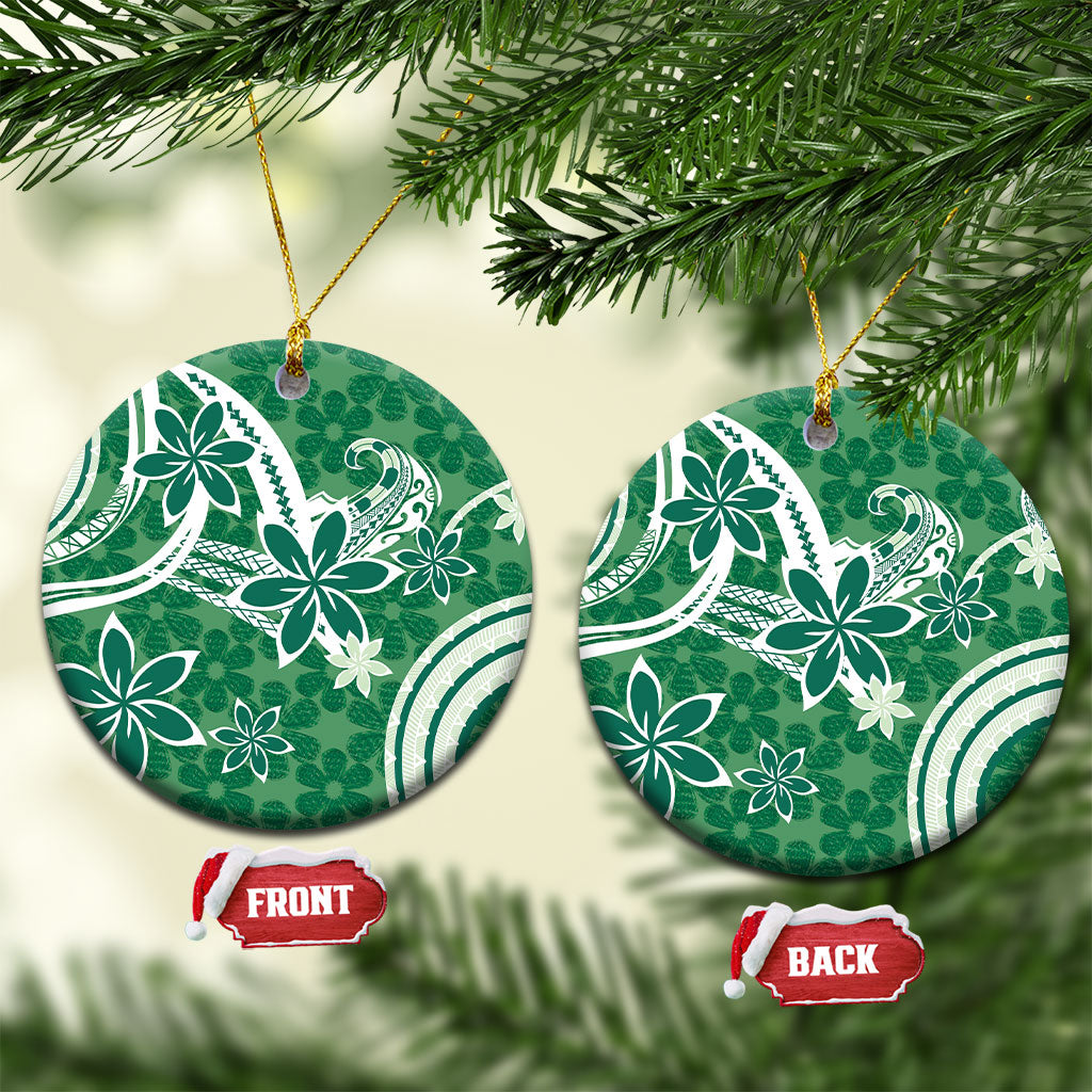 Hawaii Pupuala Plumeria Green Ceramic Ornament Polynesian Pattern LT01 Circle Green - Polynesian Pride