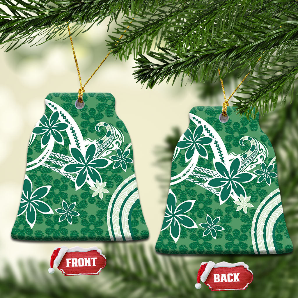Hawaii Pupuala Plumeria Green Ceramic Ornament Polynesian Pattern LT01 Bell Flake Green - Polynesian Pride