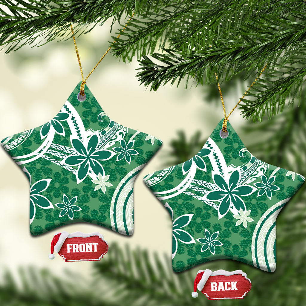 Hawaii Pupuala Plumeria Green Ceramic Ornament Polynesian Pattern LT01 Star Green - Polynesian Pride