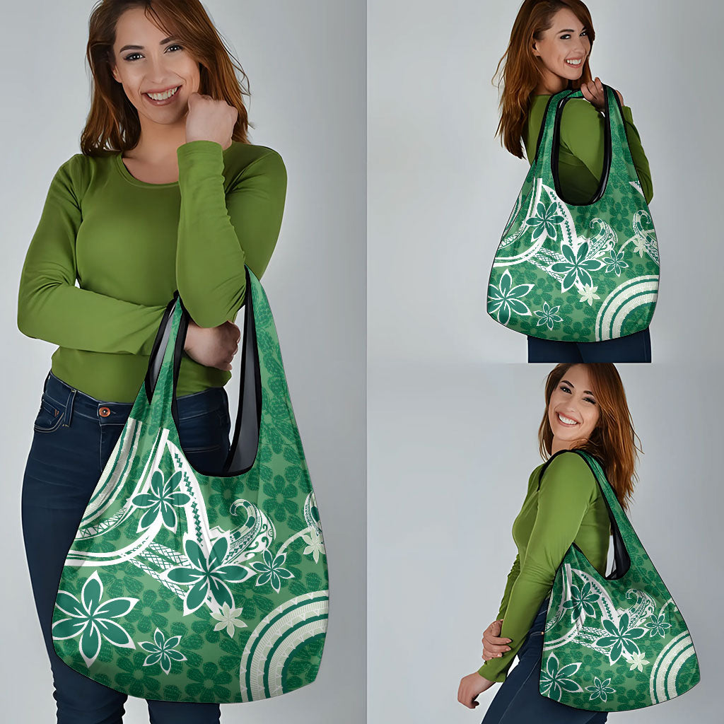 Hawaii Pupuala Plumeria Green Grocery Bag Polynesian Pattern LT01 - Polynesian Pride