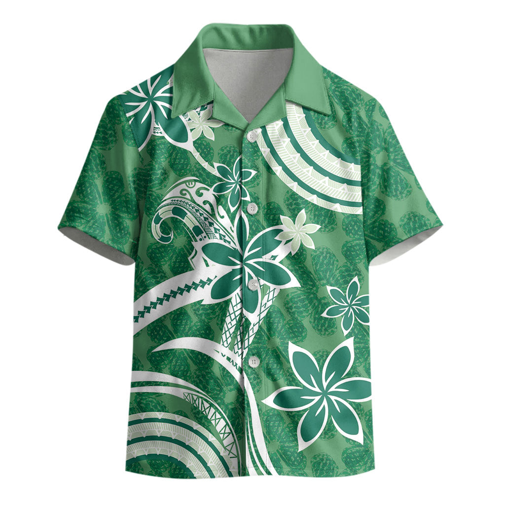 Hawaii Pupuala Plumeria Green Kid Hawaiian Shirt Polynesian Pattern LT01 - Polynesian Pride