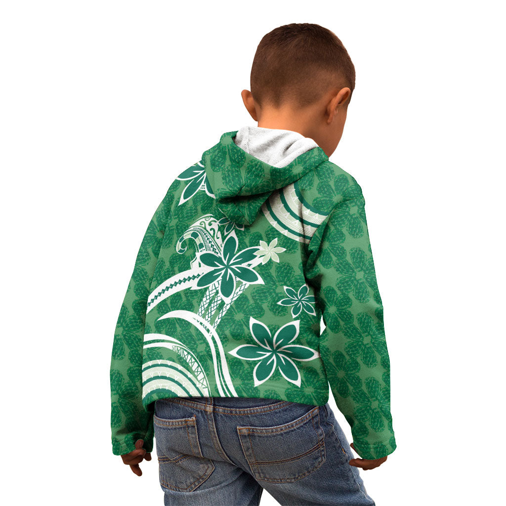 Hawaii Pupuala Plumeria Green Kid Hoodie Polynesian Pattern LT01 - Polynesian Pride