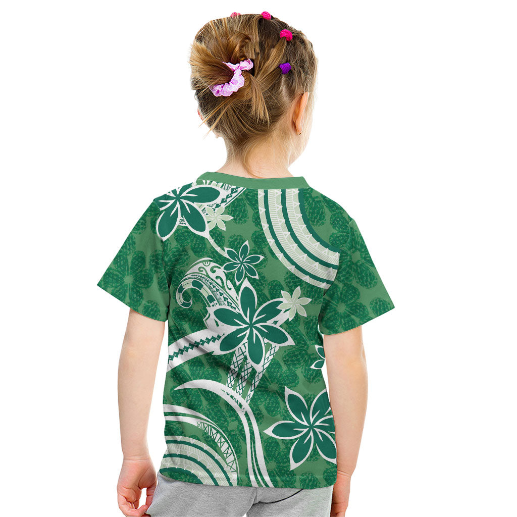 Hawaii Pupuala Plumeria Green Kid T Shirt Polynesian Pattern LT01 - Polynesian Pride
