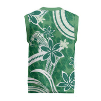 Hawaii Pupuala Plumeria Green Christmas Knitted V-Neck Vest Polynesian Pattern LT01 - Polynesian Pride