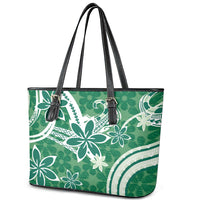 Hawaii Pupuala Plumeria Green Leather Tote Bag Polynesian Pattern LT01 - Polynesian Pride
