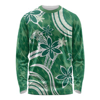 Hawaii Pupuala Plumeria Green Long Sleeve Shirt Polynesian Pattern LT01 Unisex Green - Polynesian Pride