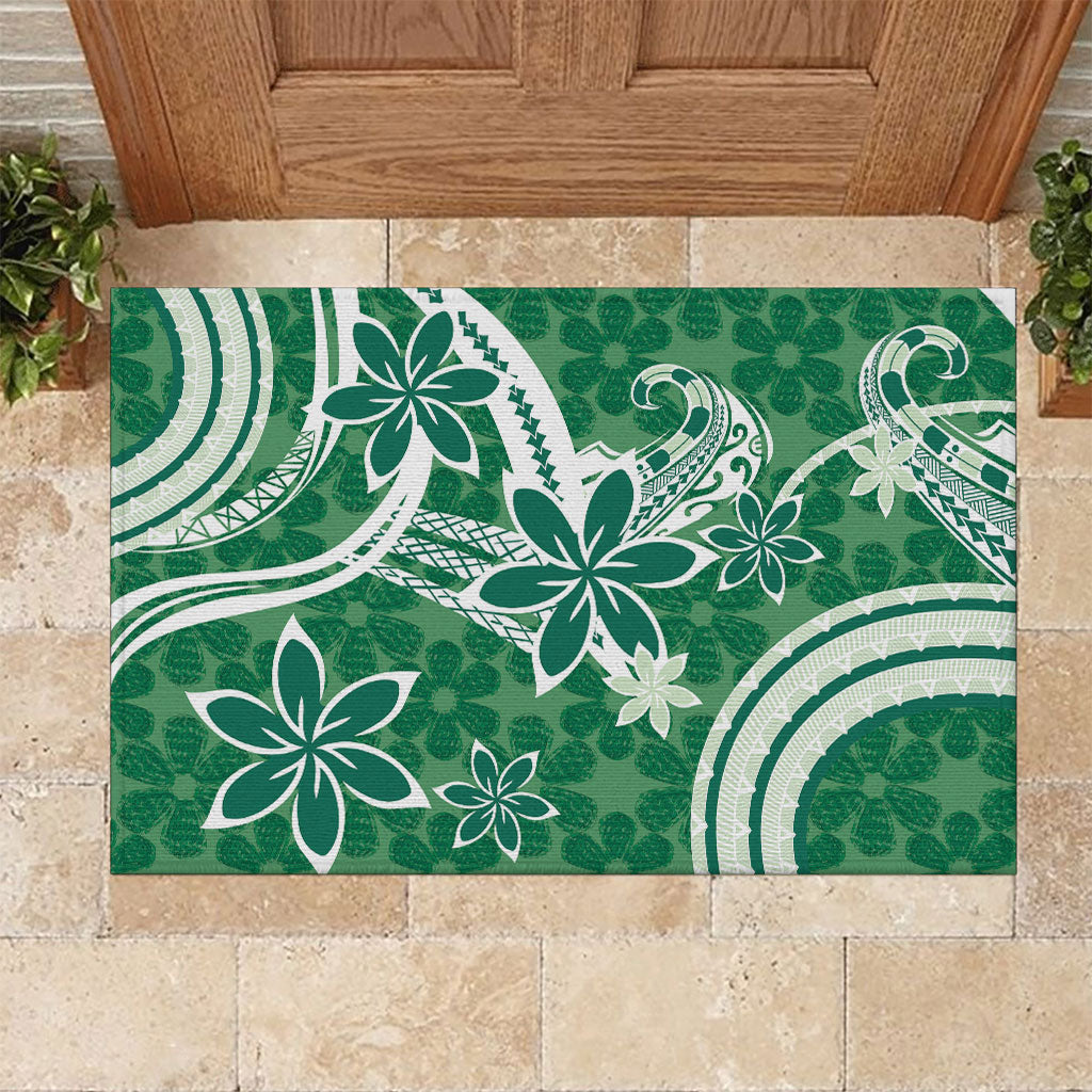 Hawaii Pupuala Plumeria Green Rubber Doormat Polynesian Pattern LT01 Green - Polynesian Pride